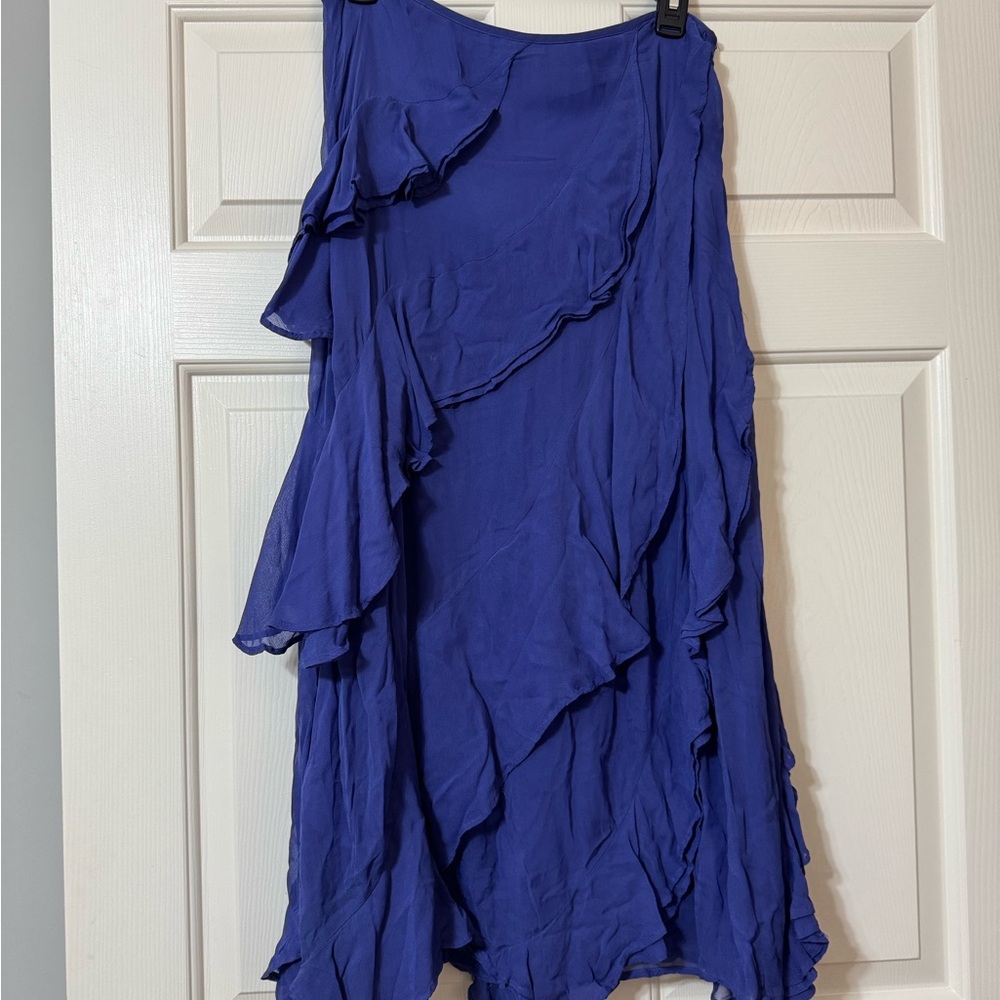 Anthropologie Asymmetrical A-line Ruffle Midi Skirt